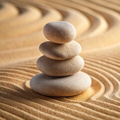 Stacked stones on a sand garden