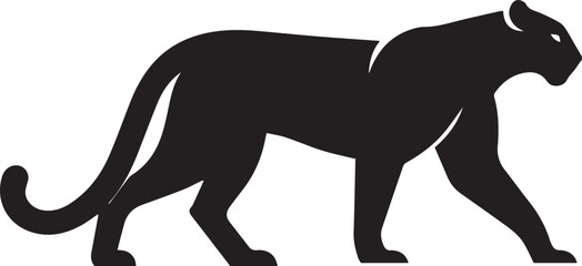 Black Panther Silhouette Vector Walking in Side Profile

