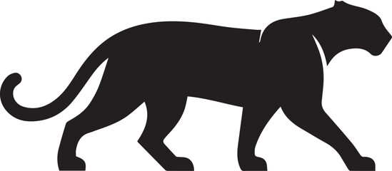 Black Panther Silhouette Vector Walking in Side Profile

