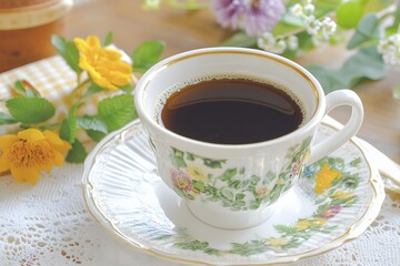 Floral Teacup Coffee Morning Still Life