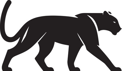 Black Panther Silhouette Vector Walking in Side Profile

