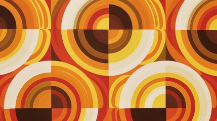 Fototapeta premium A 1970s-inspired geometric pattern with warm orange and brown hues