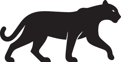 Black Panther Silhouette Vector Walking in Side Profile

