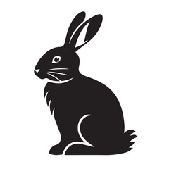 Silhouette of Sitting Rabbit Vector Illustration &ndash; Black Bunny Clipart