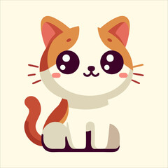Cartoon cat playing with tail in vector style with big eyes and fluffy cheeks perfect for kids design pet branding and animal themed illustration