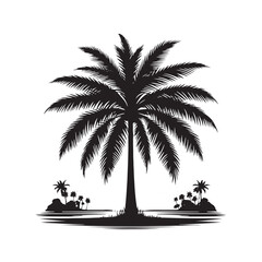 Black and White Palm tree - Minimalist Palm Tree Vector - Silhouette of Tree - Palm tree art.