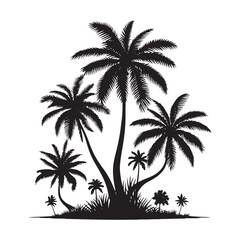 Black and White Palm tree - Minimalist Palm Tree Vector - Silhouette of Tree - Palm tree art.