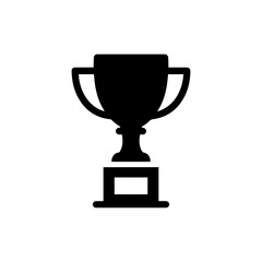 Trophy on Pedestal Icon for Achievement, Black Design