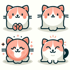 Pet shop friendly cartoon cat vector with sweet expression and calm pose ideal for brand identity digital art and animal character collection