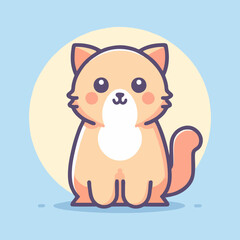 Cartoon vector kitty with playful expression fluffy tail and adorable eyes suitable for animal lover merchandise pet shop themes and kids ar