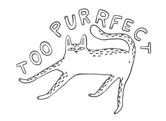 Doodle outline quirky cats hand drawn illustration, whimsical black ink cats print, cartoon pet line art