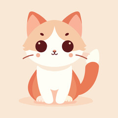 Fototapeta premium Cute white cat cartoon vector with big eyes and soft fur in minimal style perfect for animal illustrations pet logos and children’s character art