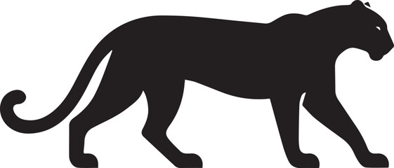 Black Panther Silhouette Vector Walking in Side Profile

