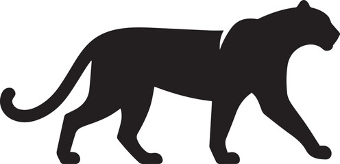 Black Panther Silhouette Vector Walking in Side Profile

