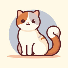 Funny tabby cat cartoon vector design with stripes happy expression and curled pose for pet branding kids illustrations and cute animal themed assets