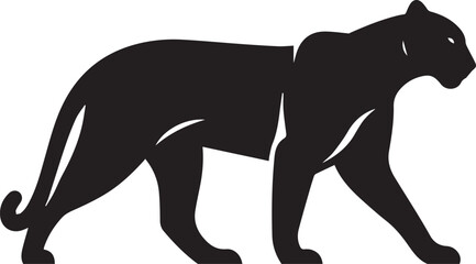 Black Panther Silhouette Vector Walking in Side Profile

