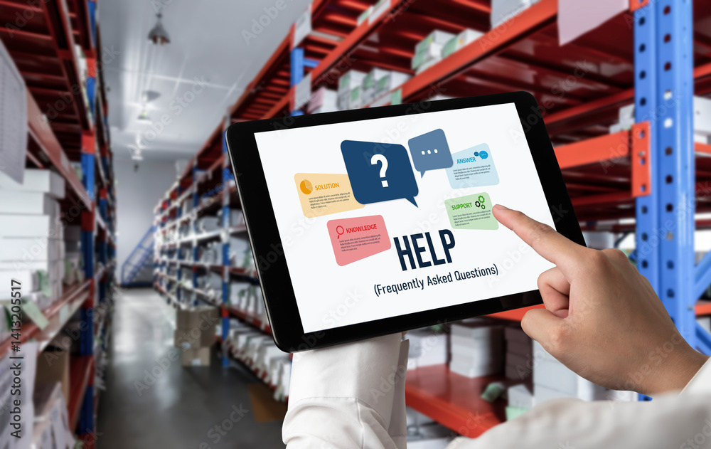 Poster help screen on the website provide answer to faq frequently asked question snugly with knowledge inf