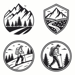 camping icons set