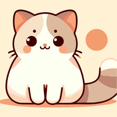 Funny cartoon cat illustration with exaggerated eyes curled tail and happy vibe in vector style ideal for animal themed branding and kids design elements