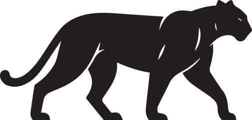 Black Panther Silhouette Vector Walking in Side Profile


