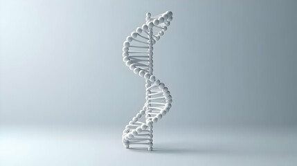 White Dna Double Helix Model Illustration On A Light Gradient Gray Background Showing Scientific Research And Medical Breakthroughs