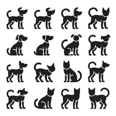 Simple and Elegant Black Dog Silhouette Set for Logos