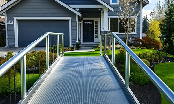 Accessibility Ramp Leading to Modern Home