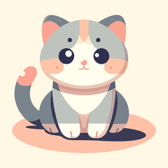 Cat vector logo design with minimal cartoon features soft outlines and cute pose suitable for pet branding animal care business and children’s graphic assets