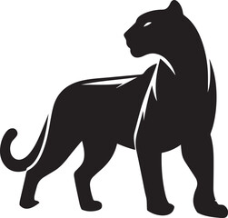 Black Panther Silhouette Vector Walking in Side Profile

