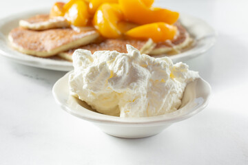 A closeup view of a bowl of whipped butter.