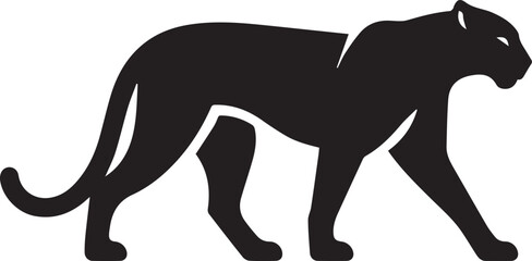 Black Panther Silhouette Vector Walking in Side Profile


