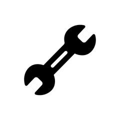 Adjustable Wrench Icon, Black Flat Solid Shape Design