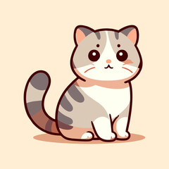 Kawaii cat vector drawing with soft fur tiny paws and adorable eyes perfect for kid friendly artwork pet branding and cute animal themed digital products