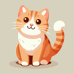 Fluffy domestic cat in vector cartoon style with sweet face and curved tail perfect for animal lovers pet product designs and children’s storybook illustrations