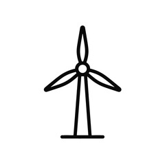 Minimal black line icon of wind turbine symbolizing renewable energy, wind power, and sustainable technology