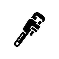 Pipe Wrench Icon Black Solid Fill Clean Lines