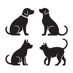 Vector Collection of Dog Silhouettes in Various Stances