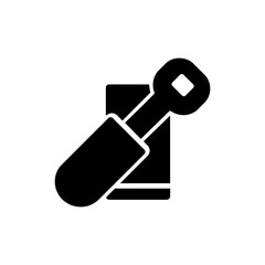 Socket Wrench Icon - Flat Black Solid Minimal