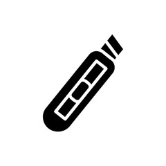 Utility Knife Icon - Open Black Flat Minimal Design
