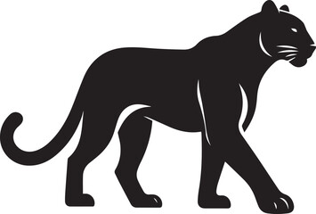 Black Panther Silhouette Vector Walking in Side Profile

