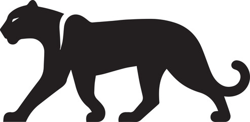 Black Panther Silhouette Vector Walking in Side Profile

