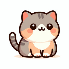 Vector artwork of smiling cat with sitting pose adorable eyes and fluffy tail for animal illustrations children’s materials and pet design