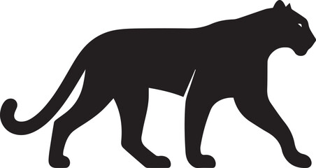 Black Panther Silhouette Vector Walking in Side Profile

