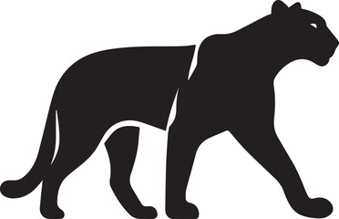 Black Panther Silhouette Vector Walking in Side Profile

