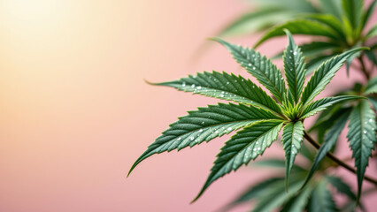 Fototapeta premium A close-up of a vibrant marijuana bud with dew drops on it, highlighting its freshness and potency.