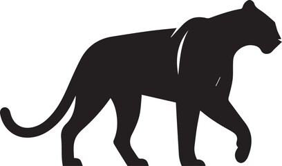 Fototapeta premium Black Panther Silhouette Vector Walking in Side Profile