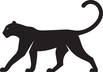 Black Panther Silhouette Vector Walking in Side Profile


