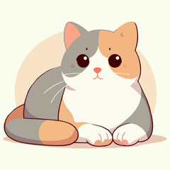 Cute orange cat vector with smiling face and fluffy fur in cartoon style for use in pet branding animal themes and children’s content