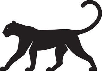 Black Panther Silhouette Vector Walking in Side Profile

