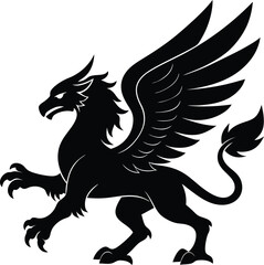 Silhouette of a Mythical Griffin Symbol in Striking Black Design

